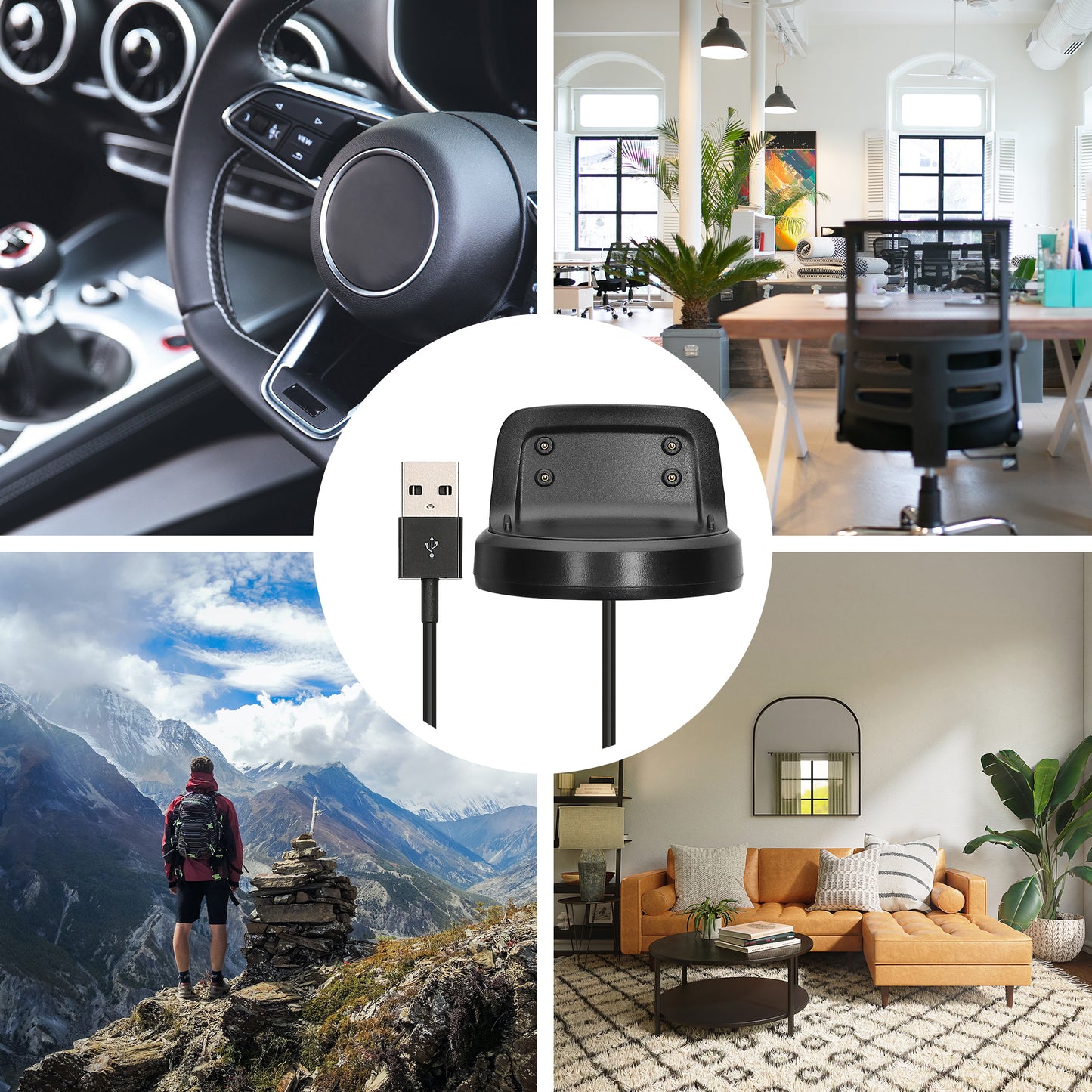 kwmobile USB Cable Charger compatible with Samsung Gear Fit2 / Gear Fit 2 Pro Charging Cable Smart Watch Replacement Cable Fitness Tracker Charging Cable