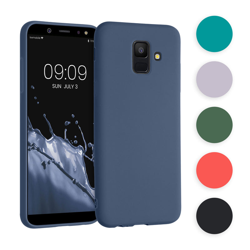 kwmobile Hülle kompatibel mit Samsung Galaxy A6 (2018) Hülle - weiches TPU Silikon Case - Cover geeignet für kabelloses Laden - Petrol matt Petrol matt  