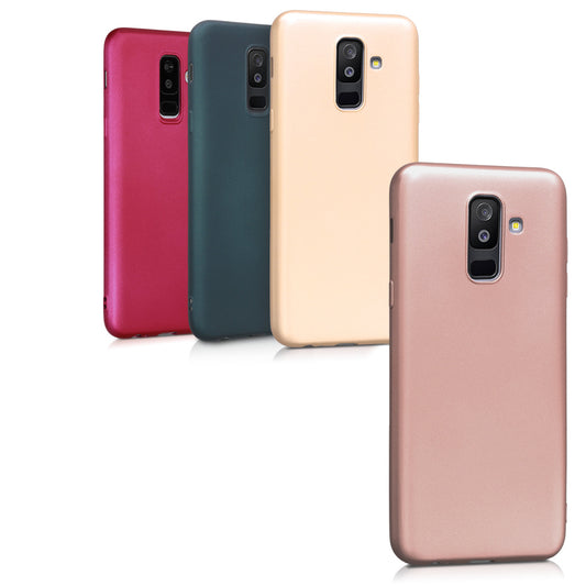 kwmobile Case kompatibel mit Samsung Galaxy A6+/A6 Plus (2018) Hülle - Schutzhülle aus Silikon metallisch schimmernd - Handyhülle Metallic Petrol Metallic Petrol  