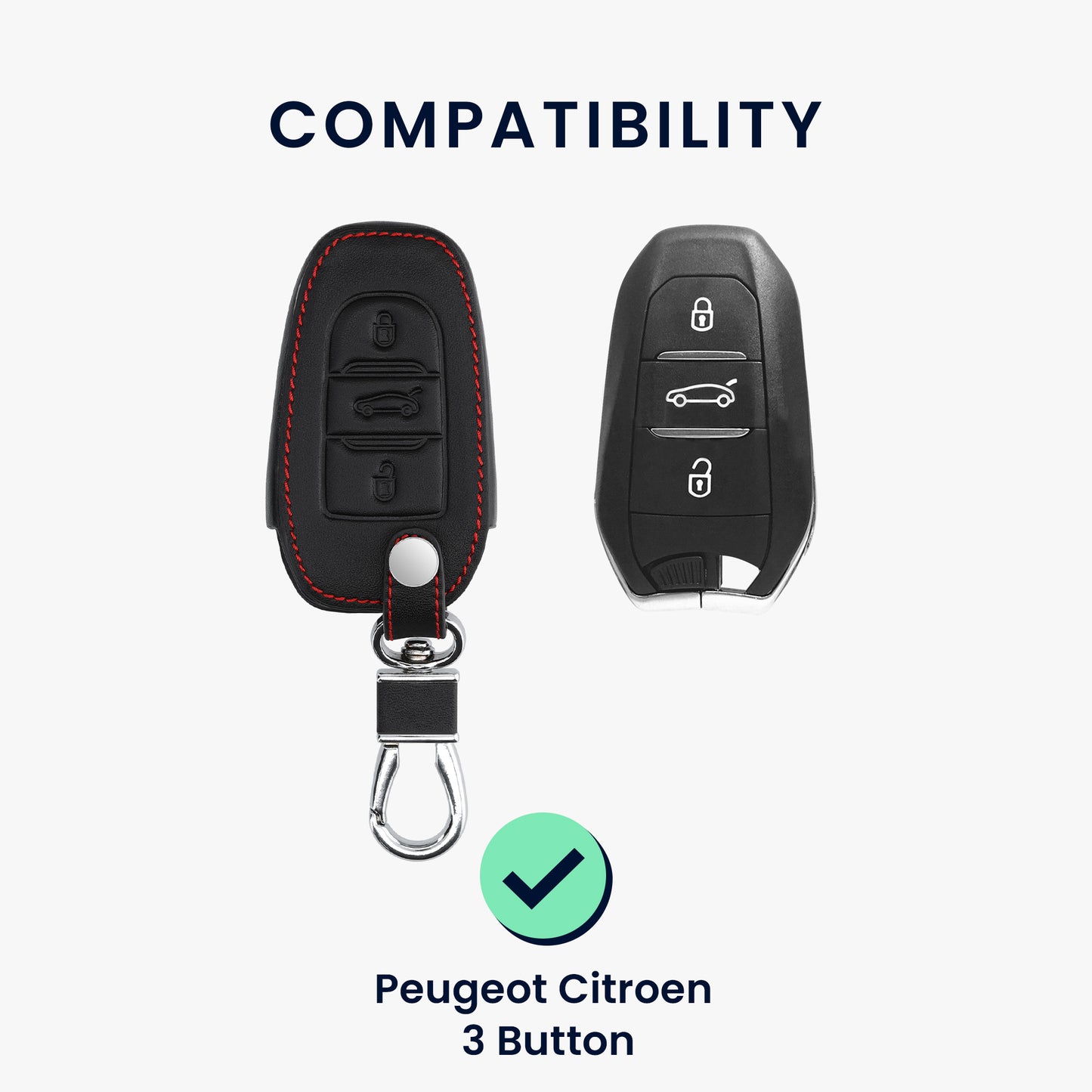 kwmobile Car Key Cover compatible with Peugeot Citroen 3-Button Smart Key (Keyless Go only)