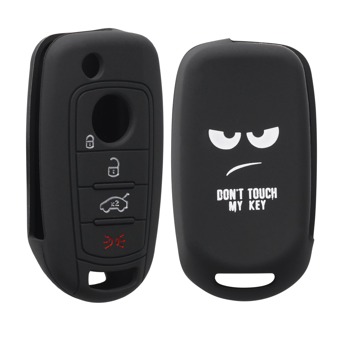 kwmobile Car Key Cover Compatible with Fiat 4-Button Foldable Car Key - Key Fob Cover Don't Touch My Key