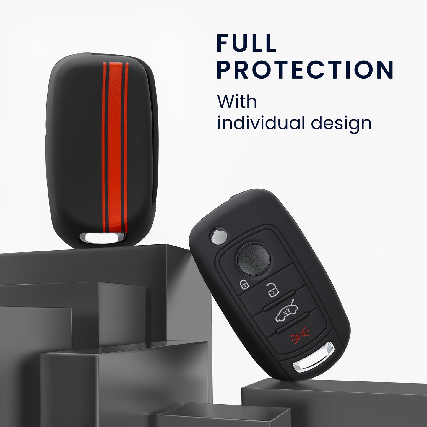kwmobile Car Key Cover Compatible with Fiat 4-Button Foldable Car Key - Key Fob Cover Don't Touch My Key