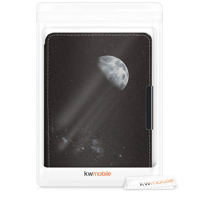 kwmobile Protective Case for Amazon Kindle Paperwhite Case - eReader Flip Case with Auto Sleep Function - Moon Black