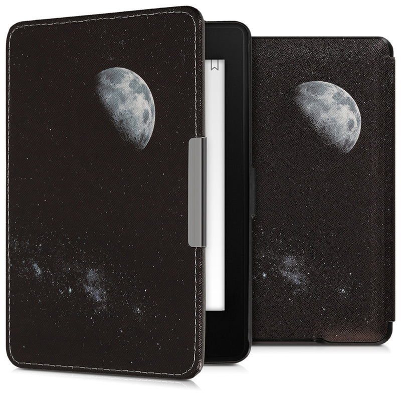 kwmobile Protective Case for Amazon Kindle Paperwhite Case - eReader Flip Case with Auto Sleep Function - Moon Black