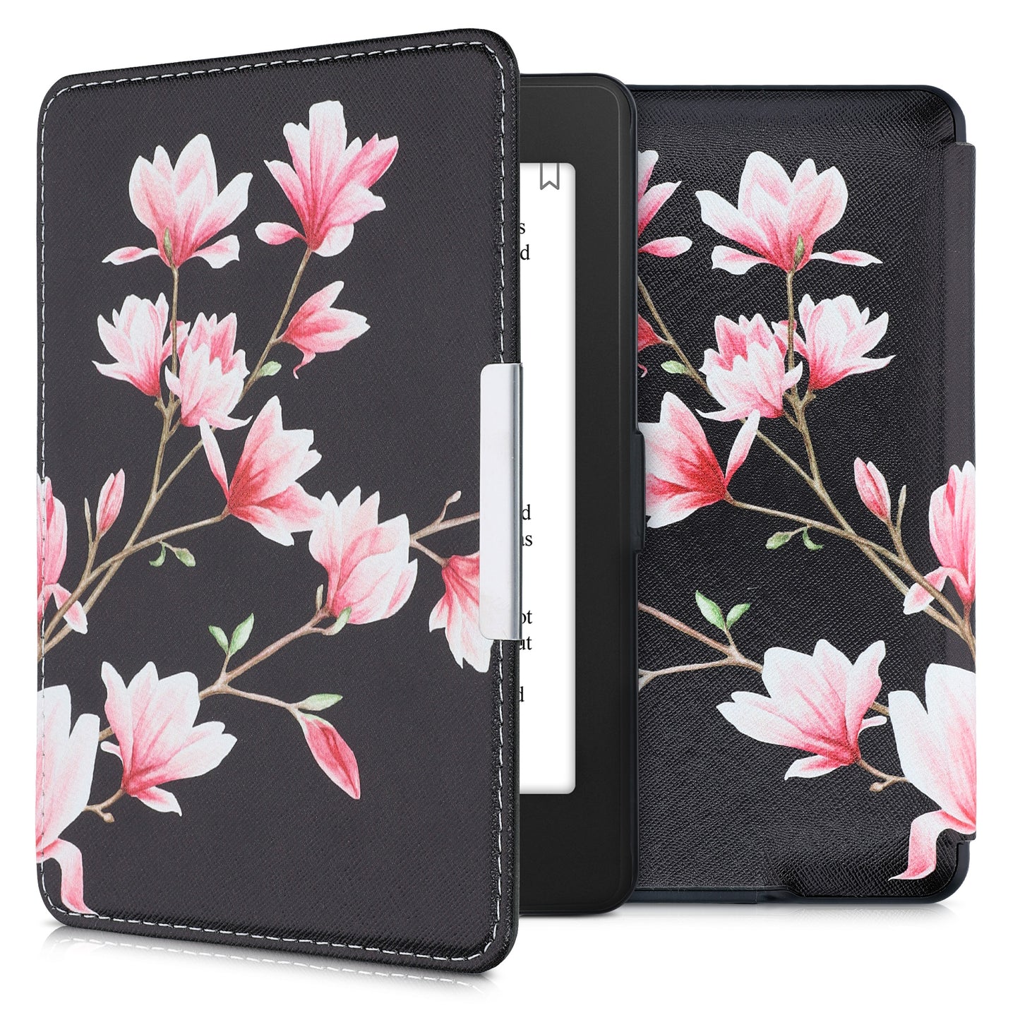 kwmobile Protective Case for Amazon Kindle Paperwhite Case - eReader Flip Case with Auto Sleep Function - Moon Black