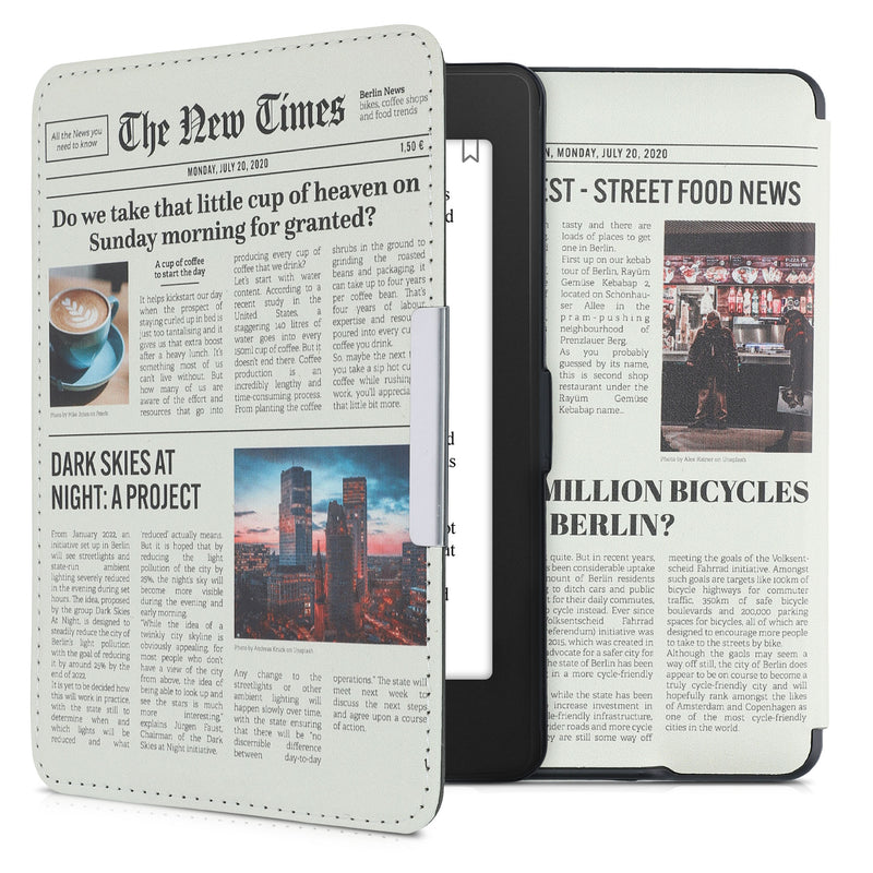 kwmobile Protective Case for Amazon Kindle Paperwhite Case - eReader Flip Case with Auto Sleep Function - Moon Black