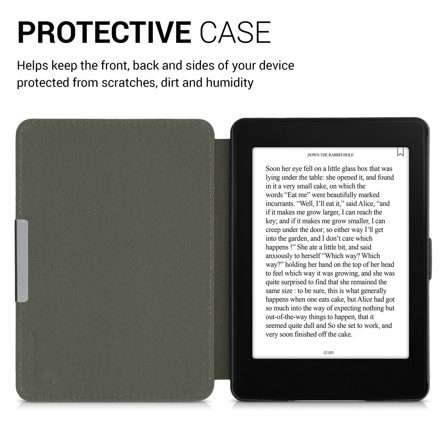 kwmobile Protective Case for Amazon Kindle Paperwhite Case - eReader Flip Case with Auto Sleep Function - Moon Black