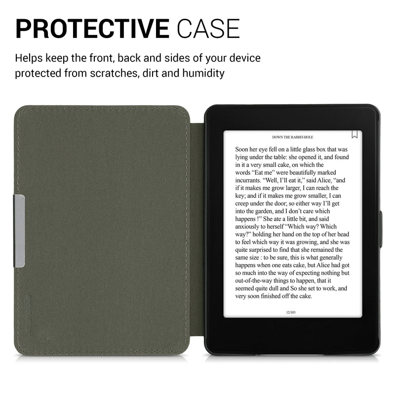 kwmobile Protective Case for Amazon Kindle Paperwhite Case - eReader Flip Case with Auto Sleep Function - Moon Black