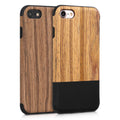 kwmobile Case Compatible with Apple iPhone SE (2022) / SE (2020) / 8 / 7 Back Cover Wood Grain