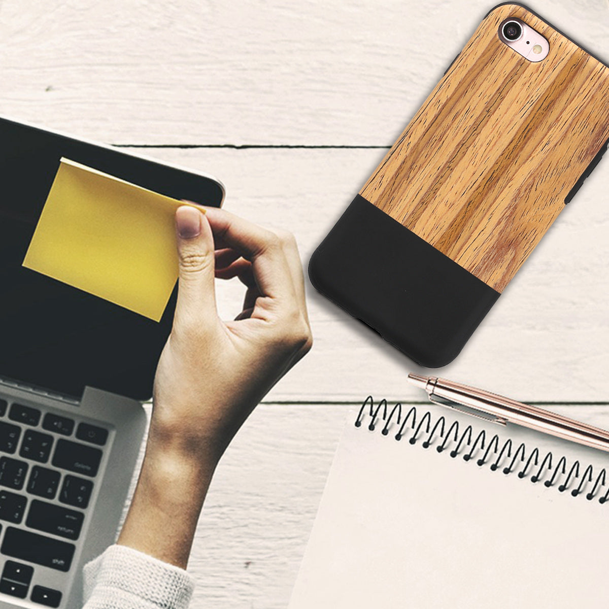 kwmobile Case Compatible with Apple iPhone SE (2022) / SE (2020) / 8 / 7 Back Cover Wood Grain