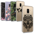 kwmobile Case kompatibel mit Samsung Galaxy A8 (2018) - Hülle Silikon transparent Kirschblütenblätter Rosa Dunkelbraun Transparent Rosa  [dsg05]