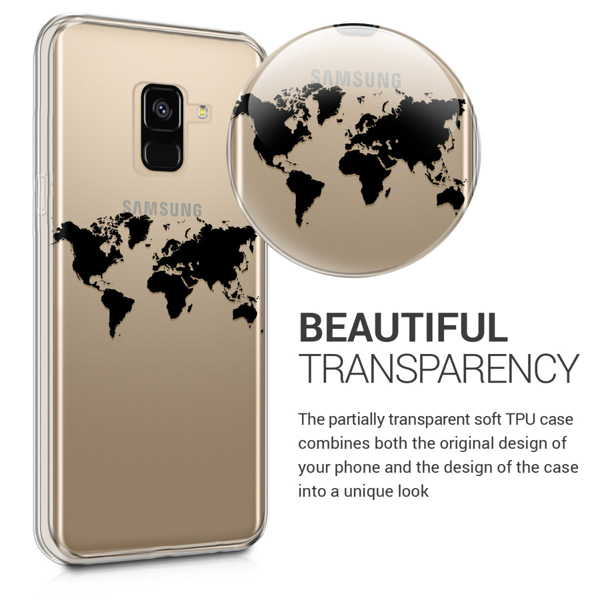 kwmobile Case Compatible with Samsung Galaxy A8 (2018) - Transparent Silicone Cover