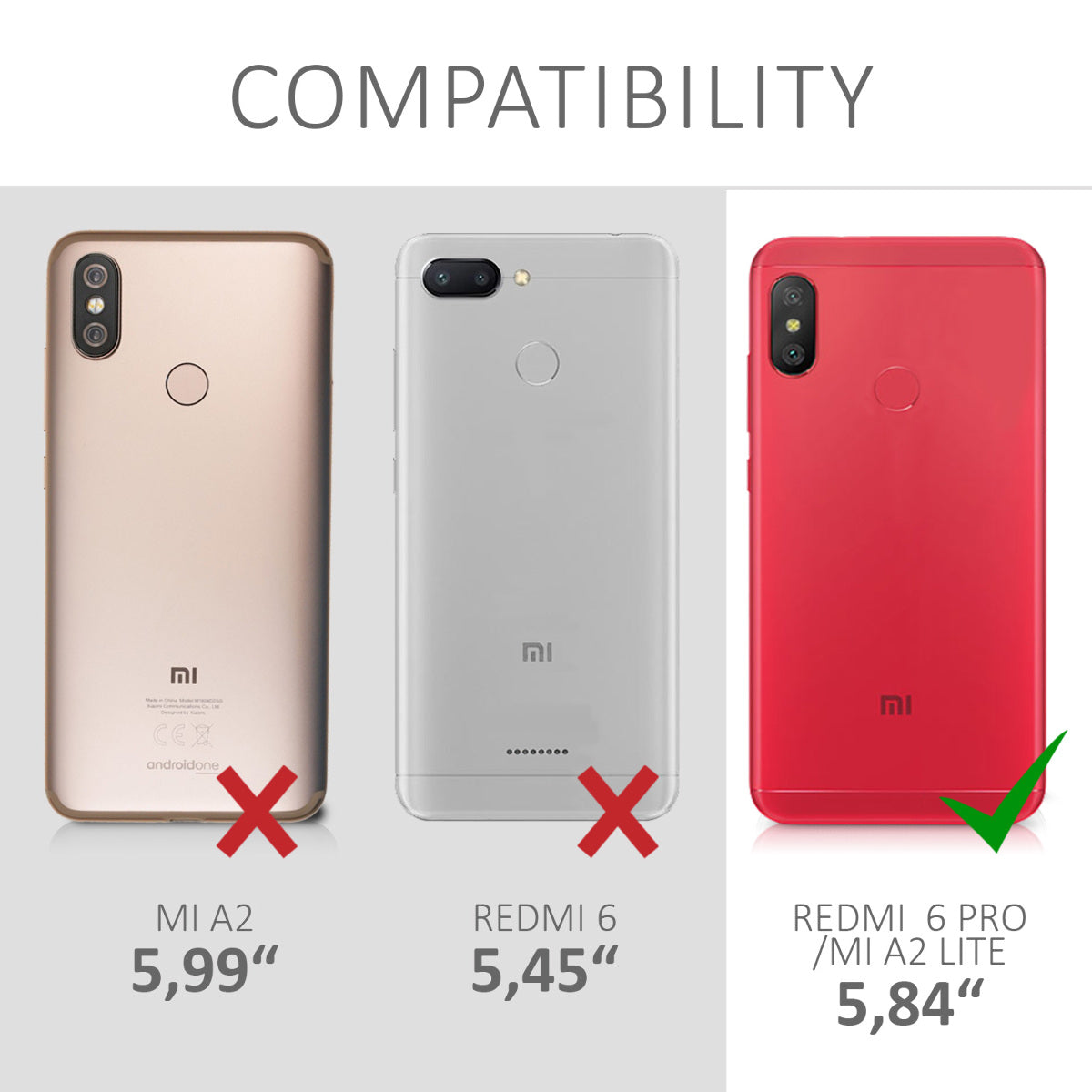 kwmobile Phone Case for Xiaomi Redmi 6 Pro / Mi A2 Lite - Wireless Charging - Protective Cover