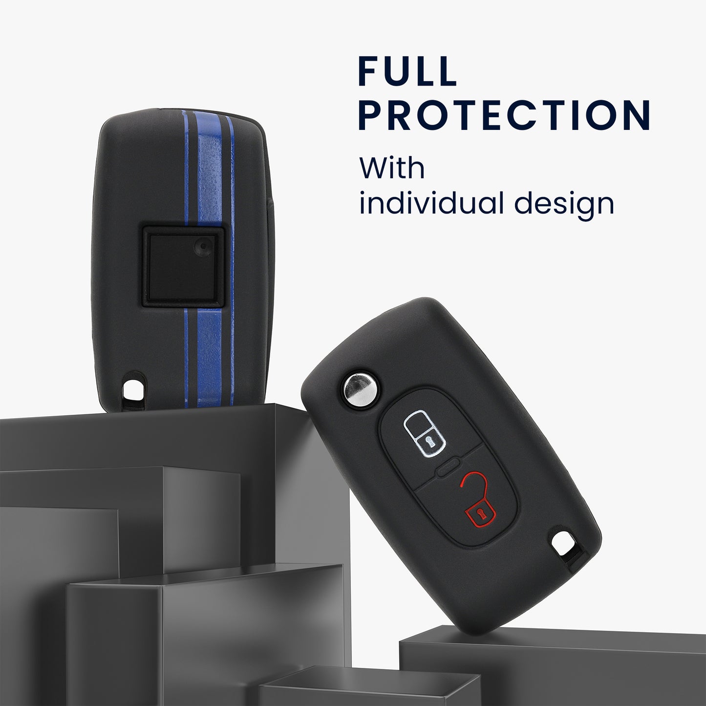 kwmobile Car Key Cover Compatible with Peugeot Citroen 2-Button Folding Car Key Cover