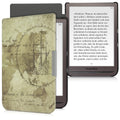 kwmobile Protective Case for Pocketbook InkPad 3 / 3 Pro / Color / Vivlio InkPad 3 Case - eReader Flip Case with Auto Sleep Function - Travel Vintage
