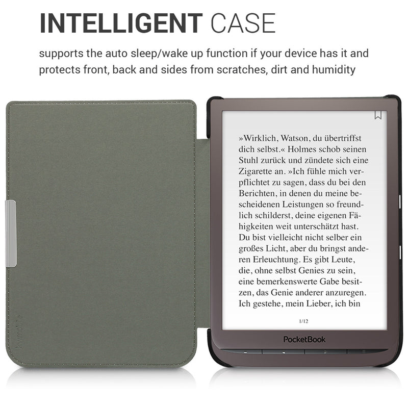 kwmobile Protective Case for Pocketbook InkPad 3 / 3 Pro / Color / Vivlio InkPad 3 Case - eReader Flip Case with Auto Sleep Function - Travel Vintage