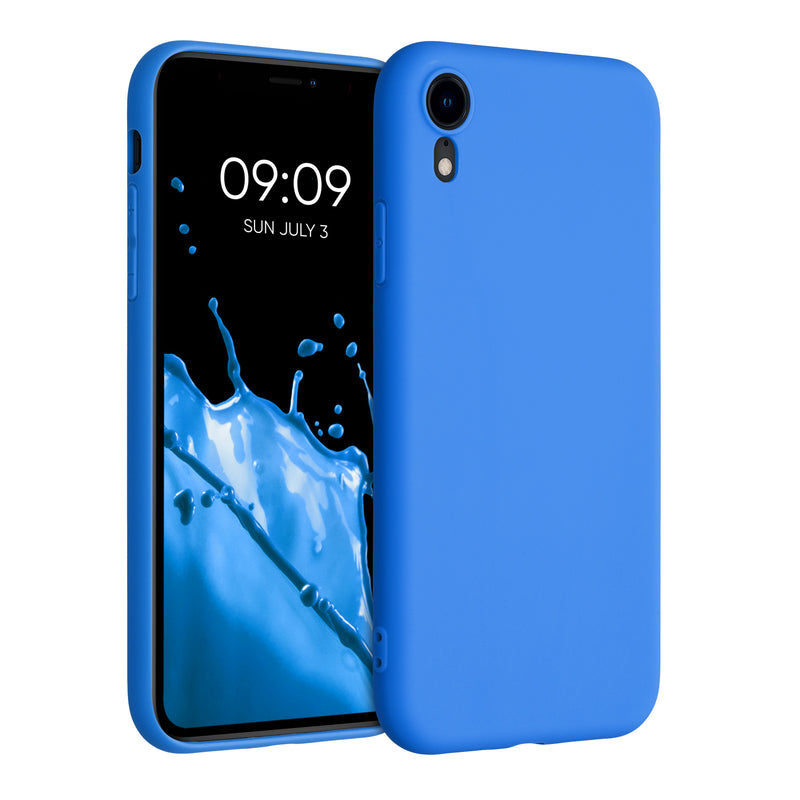 kwmobile Hülle kompatibel mit Apple iPhone XR Hülle - weiches TPU Silikon Case - Cover geeignet für kabelloses Laden - Neon Blau Neon Blau  