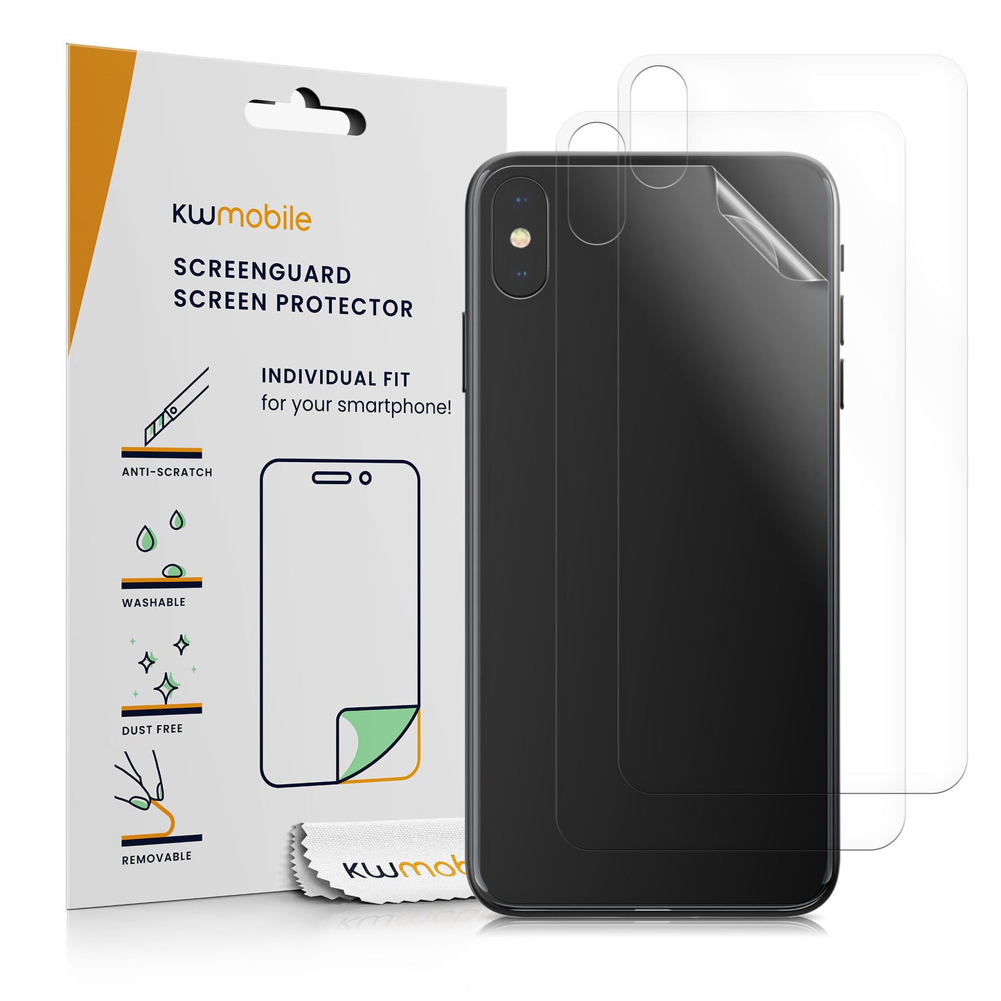 kwmobile 3x Schutzfolie Rückseite kompatibel mit Apple iPhone XS Max - Folie Backcover Smartphone - Handyfolie transparent Transparent  