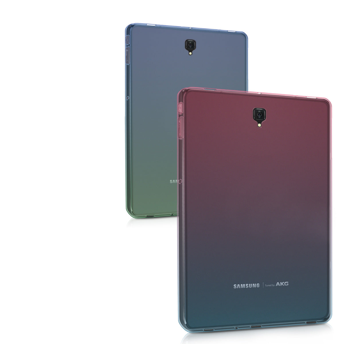 kwmobile Schutzhülle kompatibel mit Samsung Galaxy Tab S4 10.5 - Hülle Silikon - Tablet Cover Case - Zwei Farben Pink Blau Transparent Pink  [dsg01]