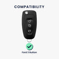 kwmobile Car Key Cover Compatible with Ford 3-Button Folding Car Key