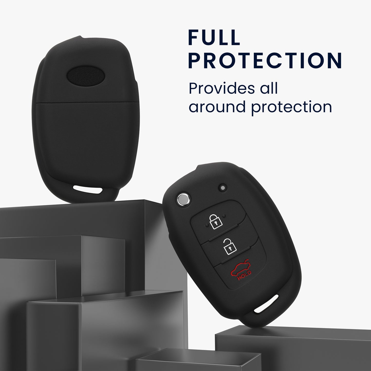 kwmobile Car Key Cover Compatible with Hyundai 3-Button Car Key Foldable - Key Case
