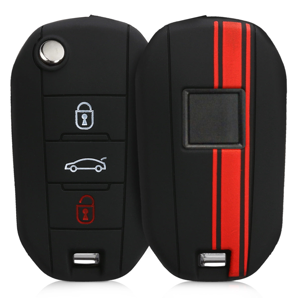 kwmobile Car Key Cover compatible with Peugeot Citroen 3-Button Flip Car Key