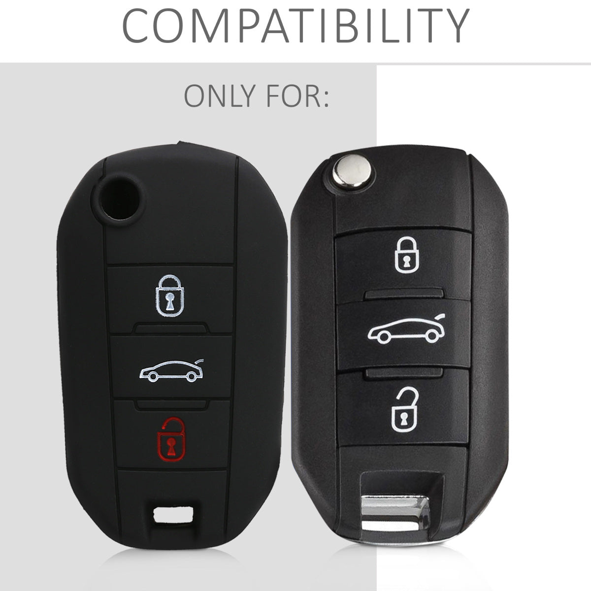 kwmobile Car Key Cover compatible with Peugeot Citroen 3-Button Flip Car Key