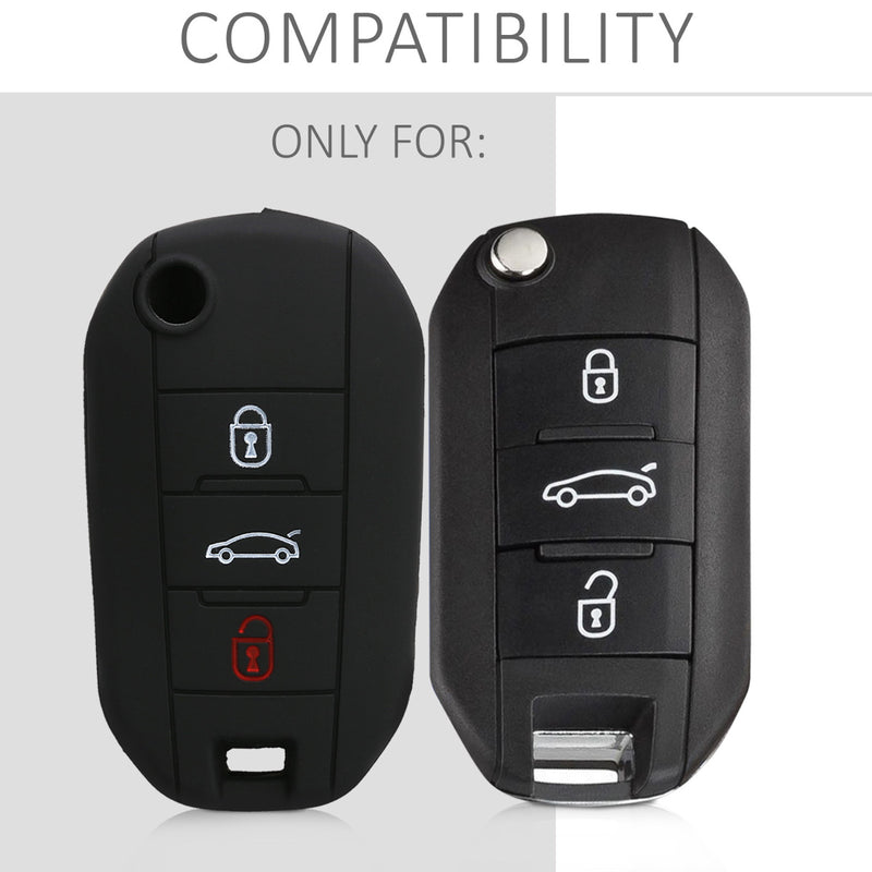 kwmobile Car Key Cover compatible with Peugeot Citroen 3-Button Flip Car Key