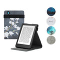 kwmobile Hülle kompatibel mit Kobo Aura Edition 2 Hülle - Case mit Schlaufe und Ständer - Magnolien Taupe Weiß Dunkelgrau Taupe  [dsg05]