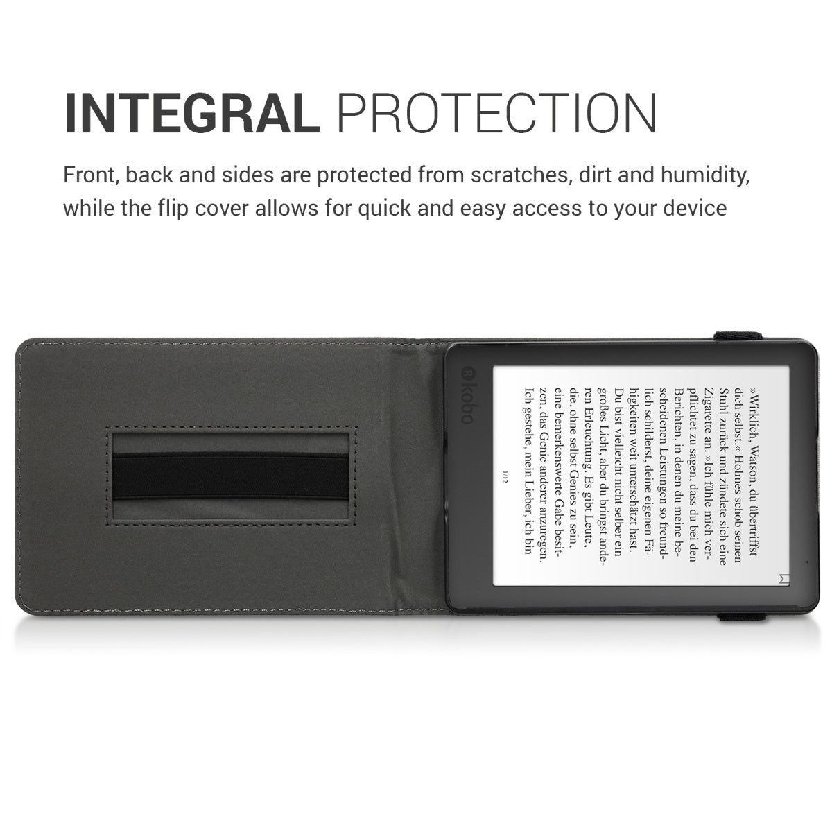 kwmobile Case Compatible with Kobo Aura Edition 2 Cover - Case with Strap and Stand