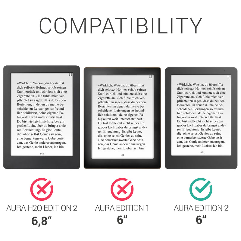 kwmobile Case Compatible with Kobo Aura Edition 2 Cover - Case with Strap and Stand