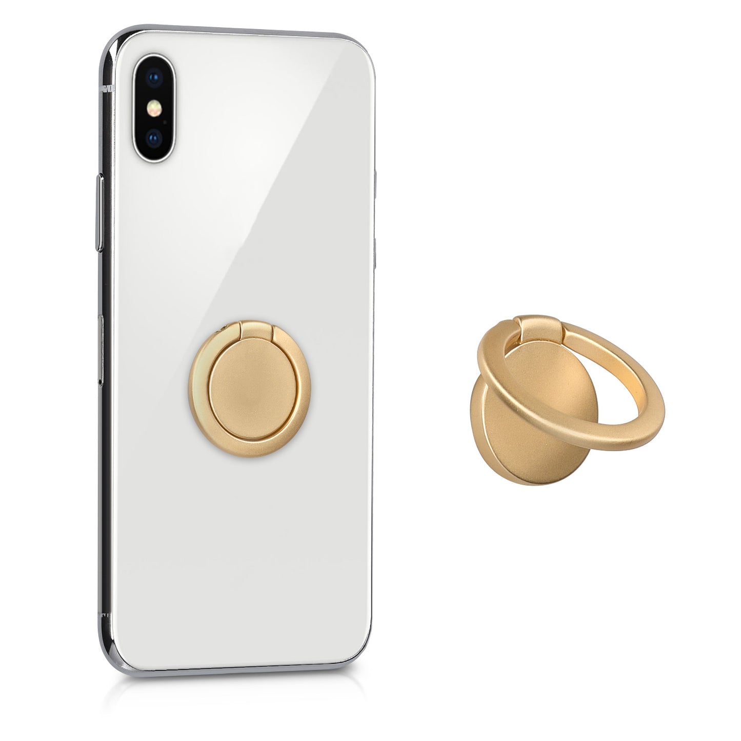 kwmobile Metal Smartphone Ring Finger Holder - 360° Rotating Ring Holder Mobile Phone Finger Holder with Stand Function - Phone Ring Holder