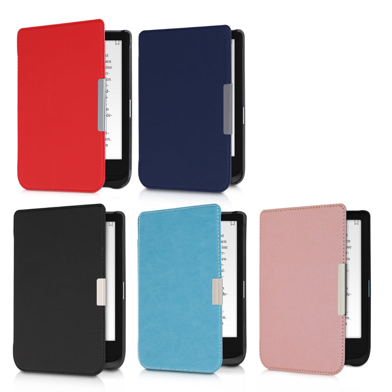 kwmobile Klapphülle kompatibel mit Pocketbook Touch Lux 4/5/Touch HD 3/Color (2020)/ Vivlio Lux 5 Hülle - eReader Case aus Kunstleder - Cover - Schwarz Schwarz  