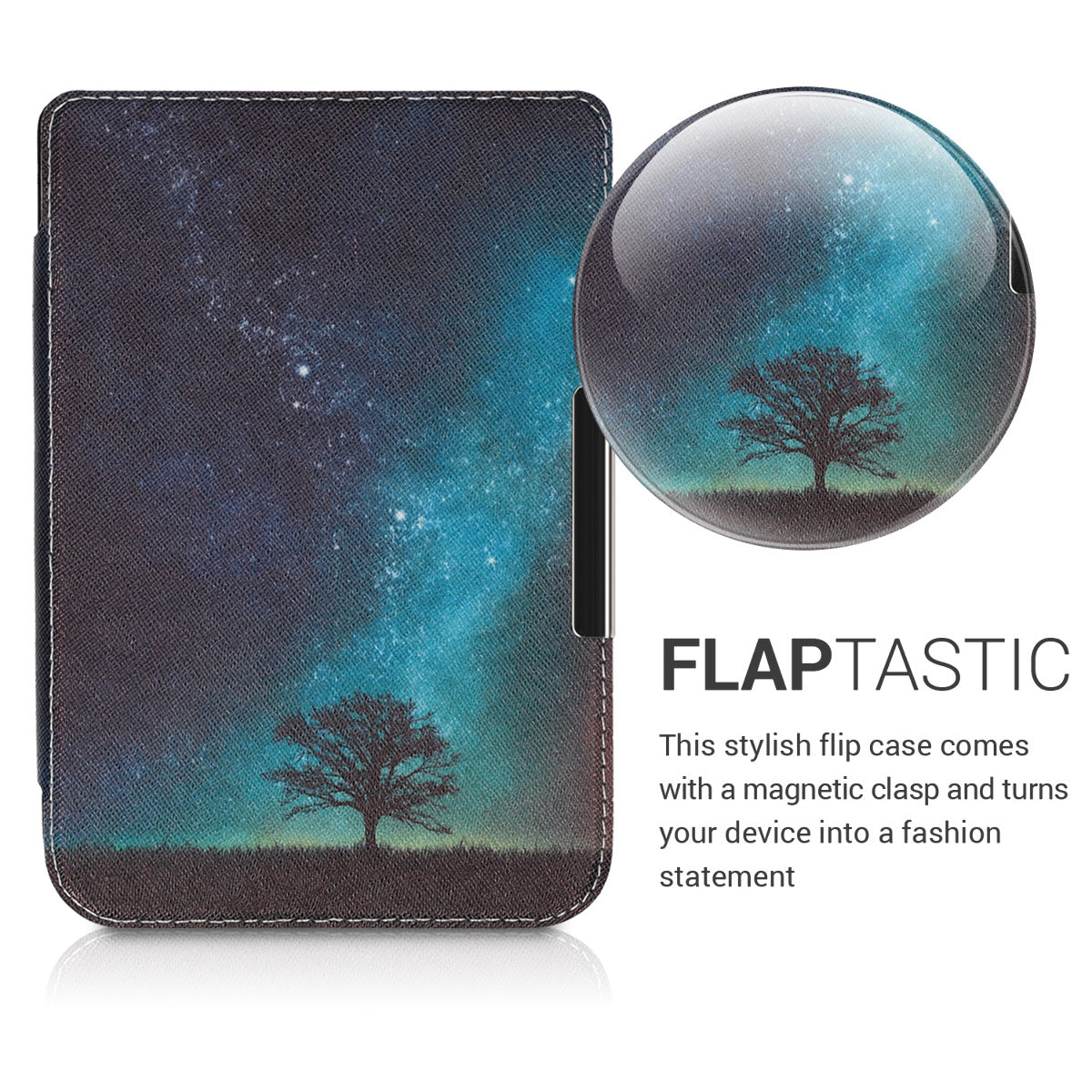 kwmobile Cover for Pocketbook Touch Lux 4/5/Touch HD 3/Color (2020)/ Vivlio Lux 5 Case - eReader Flip Case with Auto Sleep Function - Color Burst