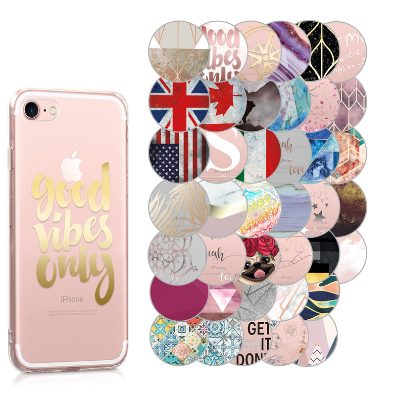 kwmobile Case kompatibel mit Apple iPhone SE (2022) / iPhone SE (2020) / iPhone 8 / iPhone 7 - Hülle Silikon transparent Kirschblütenblätter Rosa Dunkelbraun Transparent Rosa  [dsg31]