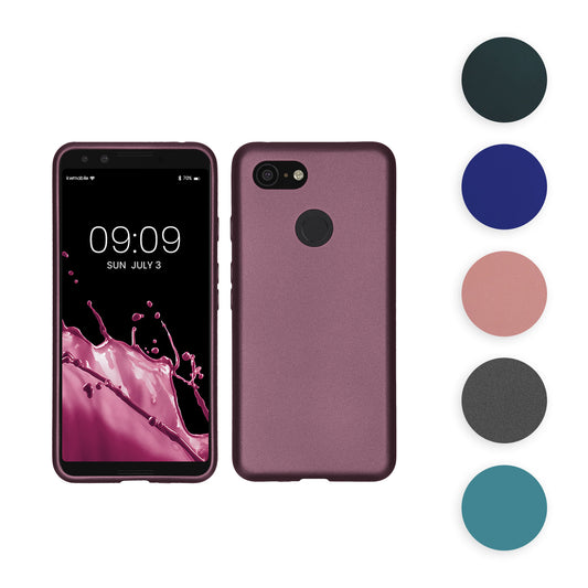 kwmobile Case kompatibel mit Google Pixel 3 Hülle - Schutzhülle aus Silikon metallisch schimmernd - Handyhülle Metallic Brombeere Metallic Brombeere  