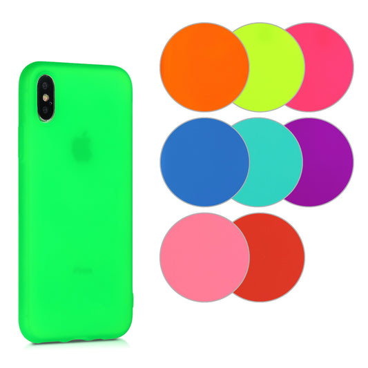 kwmobile Hülle kompatibel mit Apple iPhone XS Hülle - weiches TPU Silikon Case - Cover geeignet für kabelloses Laden - Neon Gelb Neon Gelb  
