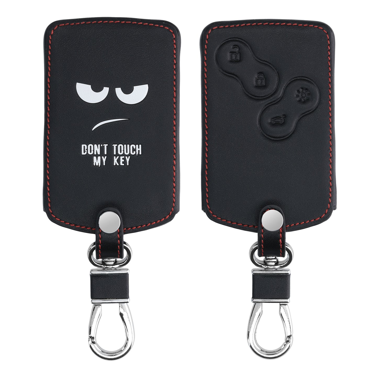 kwmobile Car Key Cover Compatible with Renault 4-Button Car Key Card (Keyless Go Only) Faux Leather Protective Case Key Fob Cover Don't touch my Key