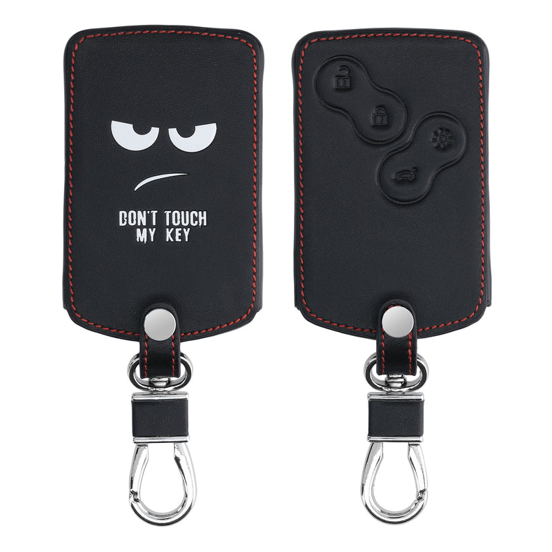 kwmobile Car Key Cover Compatible with Renault 4-Button Car Key Card (Keyless Go Only) Faux Leather Protective Case Key Fob Cover Don't touch my Key