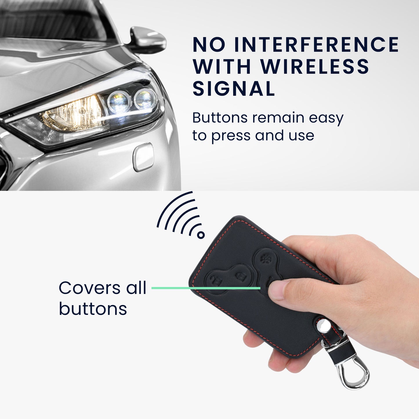 kwmobile Car Key Cover Compatible with Renault 4-Button Car Key Card (Keyless Go Only) Faux Leather Protective Case Key Fob Cover Don't touch my Key
