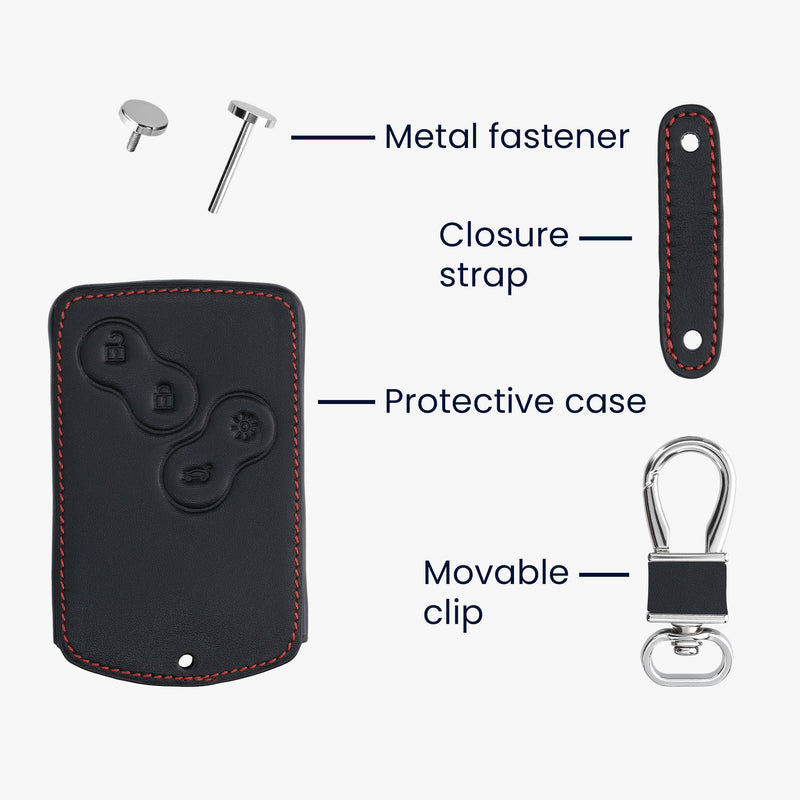 kwmobile Car Key Cover Compatible with Renault 4-Button Car Key Card (Keyless Go Only) Faux Leather Protective Case Key Fob Cover Don't touch my Key
