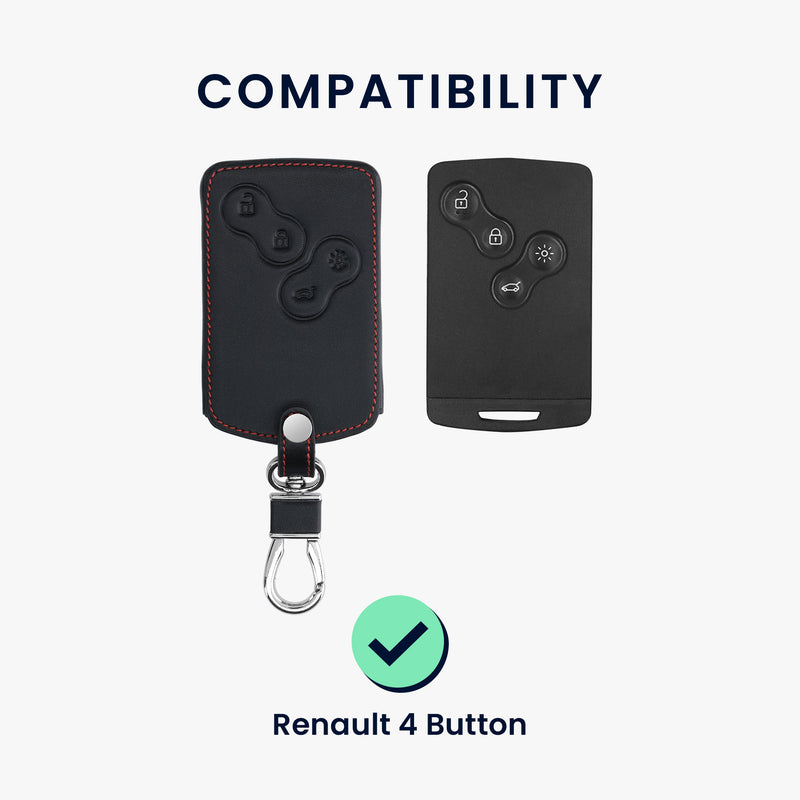kwmobile Car Key Cover Compatible with Renault 4-Button Car Key Card (Keyless Go Only) Faux Leather Protective Case Key Fob Cover Don't touch my Key