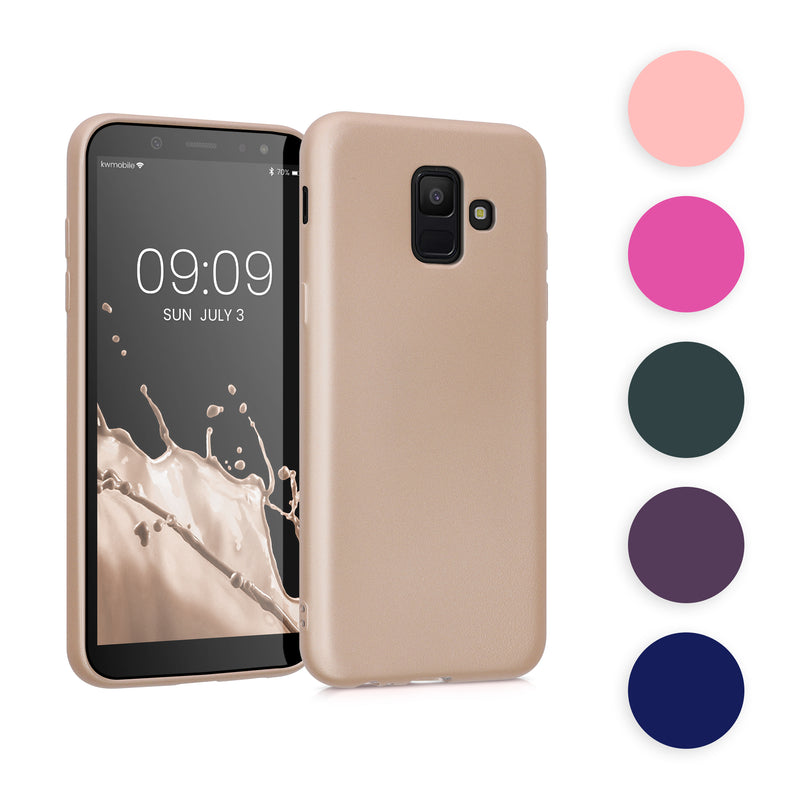 kwmobile Case kompatibel mit Samsung Galaxy A6 (2018) Hülle - Schutzhülle aus Silikon metallisch schimmernd - Handyhülle Metallic Dunkelrot Metallic Dunkelrot  
