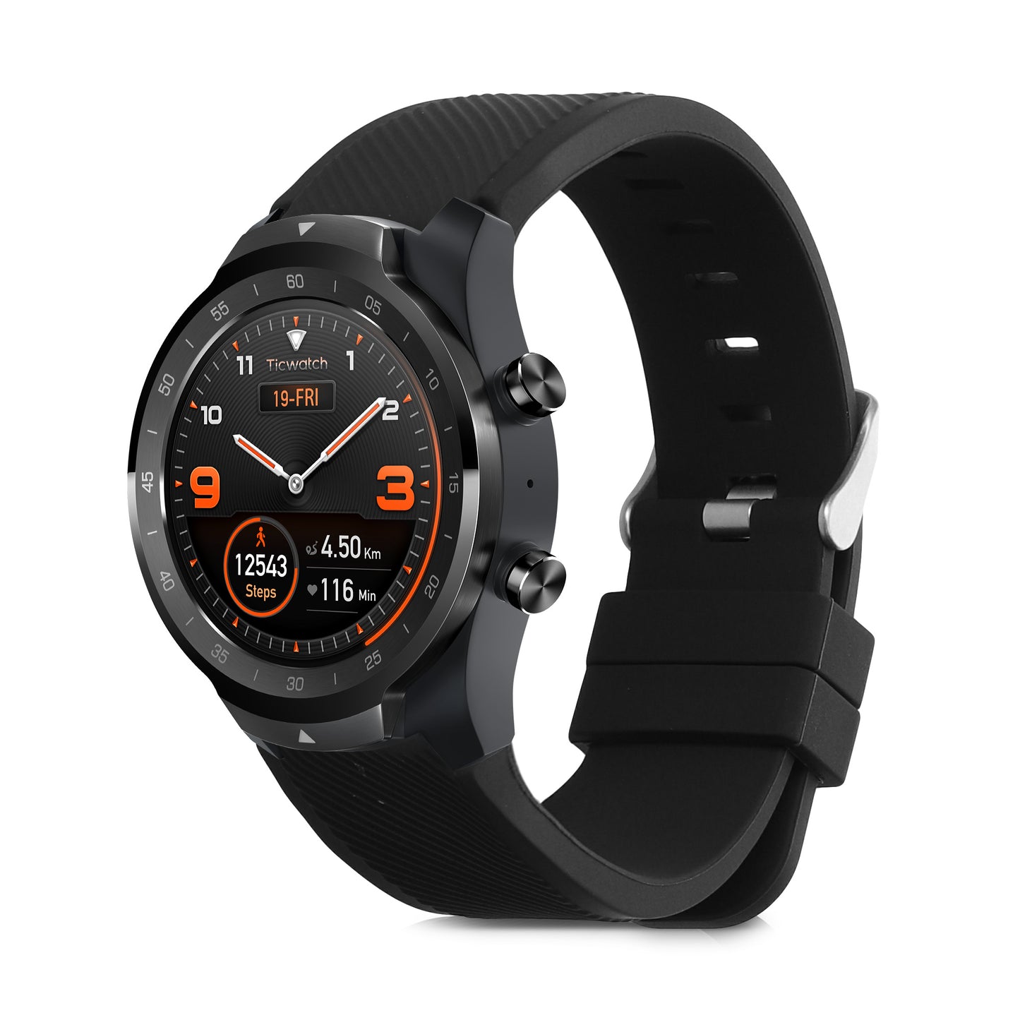 kwmobile Silicone Watch Strap for Ticwatch Pro Smartwatch - Replacement Band for Fitness Tracker - Interchangeable Smartwatch Strap
