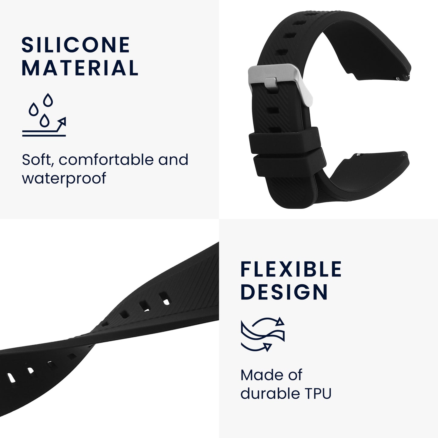 kwmobile Silicone Watch Strap for Ticwatch Pro Smartwatch - Replacement Band for Fitness Tracker - Interchangeable Smartwatch Strap