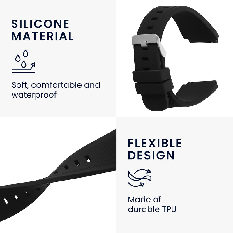 kwmobile Silicone Watch Strap for Ticwatch Pro Smartwatch - Replacement Band for Fitness Tracker - Interchangeable Smartwatch Strap