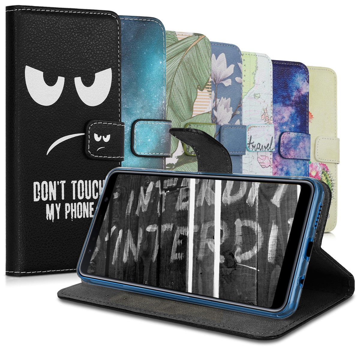 kwmobile Wallet Case Compatible with Samsung Galaxy A7 (2018) - Cover with Stand and Card Slots