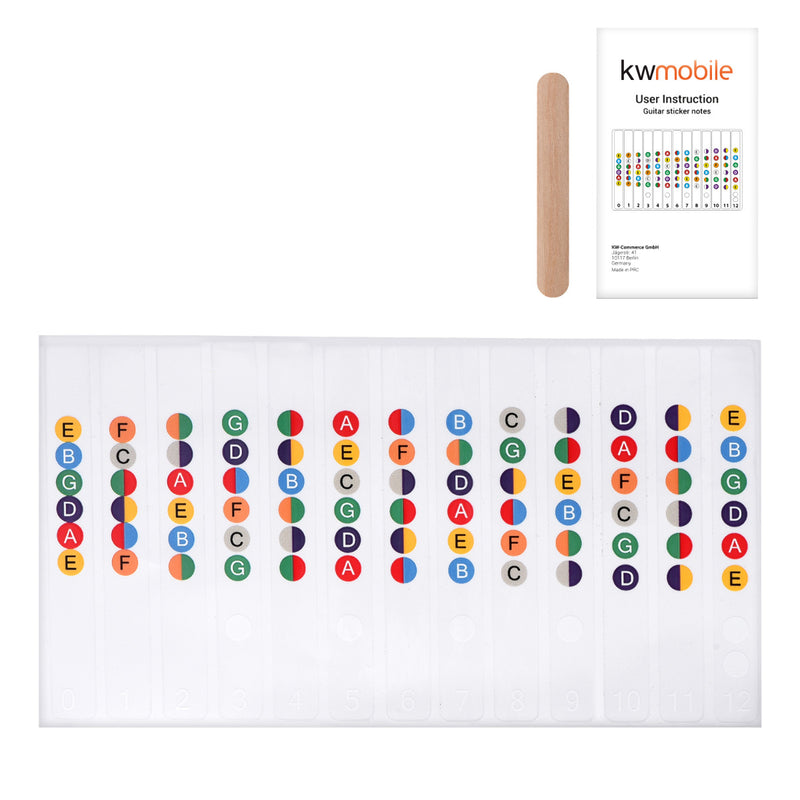 kwmobile Guitar Fretboard Note Stickers with Guide Beginner Guitar Fretboard Decals for Acoustic and Electric Guitar