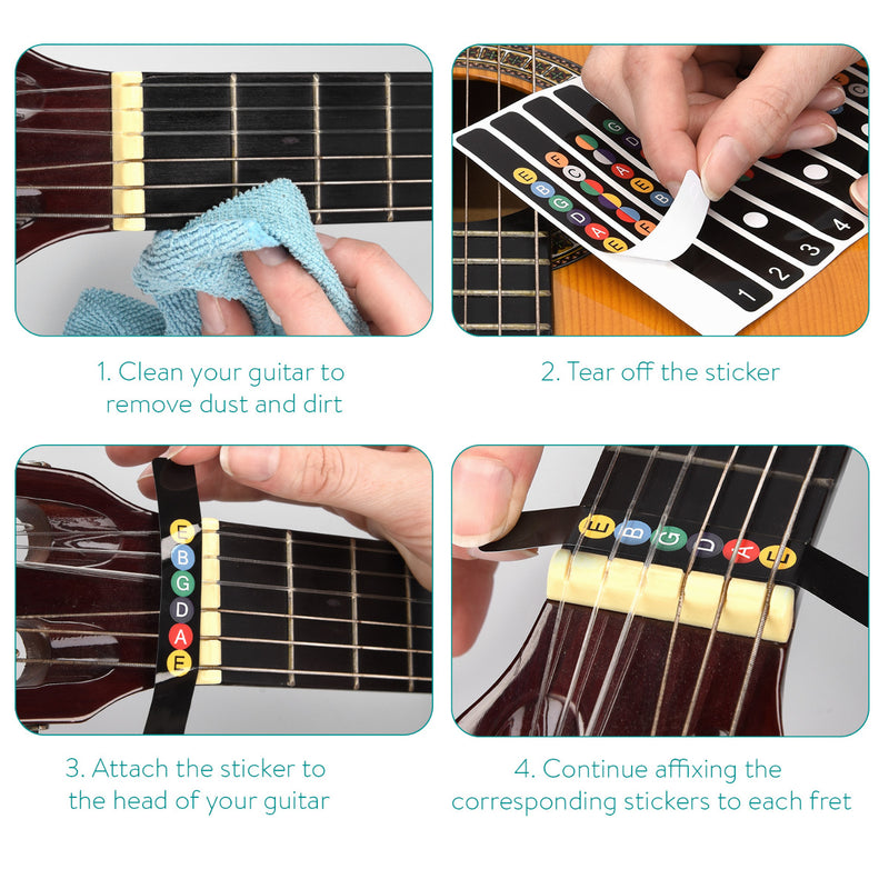 kwmobile Guitar Fretboard Note Stickers with Guide Beginner Guitar Fretboard Decals for Acoustic and Electric Guitar
