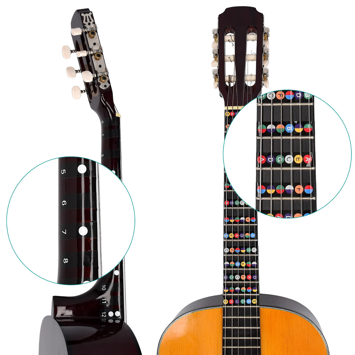 kwmobile Guitar Fretboard Note Stickers with Guide Beginner Guitar Fretboard Decals for Acoustic and Electric Guitar